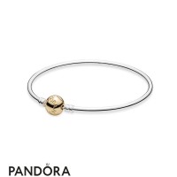 Pandora Bracelets Bangle Silver Bangle Charm Bracelet With 14K Gold Clasp Jewelry Pandora Bracelets Bangle Silver Bangle Charm Bracelet With 14K Gold Clasp Jewelry