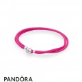 Pandora Bracelets Cord Hot Pink Fabric Cord Double Braided Leather Bracelets Jewelry