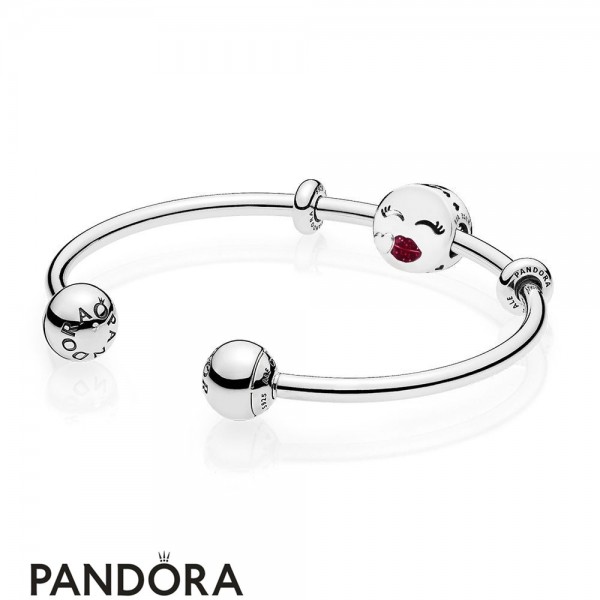 Women's Pandora Cute Kiss Open Bangle Gift Set Jewelry