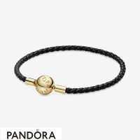 Pandora Moments Black Woven Leather Bracelet Jewelry Pandora Moments Black Woven Leather Bracelet Jewelry
