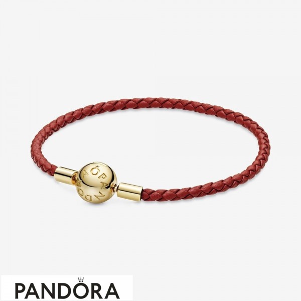 Pandora Moments Red Woven Leather Bracelet Jewelry