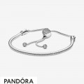 Pandora Moments Snake Mesh Bracelets Paved Heart Clasp Jewelry