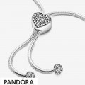 Pandora Moments Snake Mesh Bracelets Paved Heart Clasp Jewelry