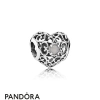 Pandora Birthday Charms June Signature Heart Charm Grey Moonstone Jewelry
