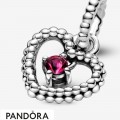 Women's Pandora Blazing Red Beaded Heart Dangle Charm Jewelry