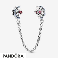 Women's Pandora Blue & Pink Fan Safety Chain Clip Charm Jewelry Women's Pandora Blue & Pink Fan Safety Chain Clip Charm Jewelry