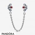 Women's Pandora Blue & Pink Fan Safety Chain Clip Charm Jewelry