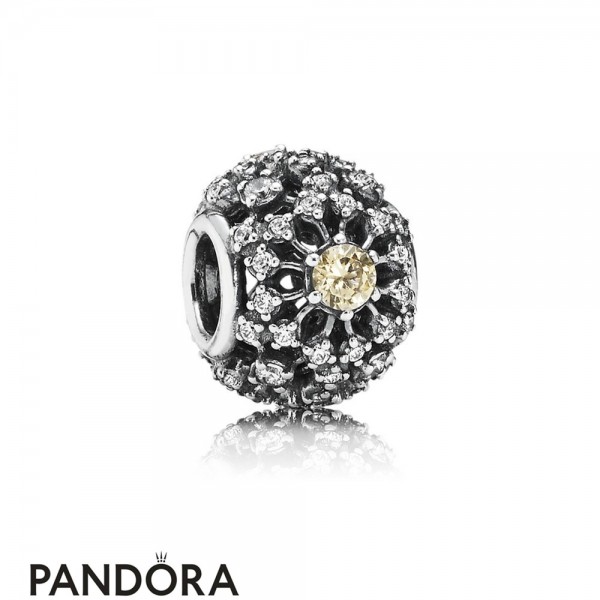Pandora Contemporary Charms Inner Radiance Golden Colored Clear Cz Jewelry