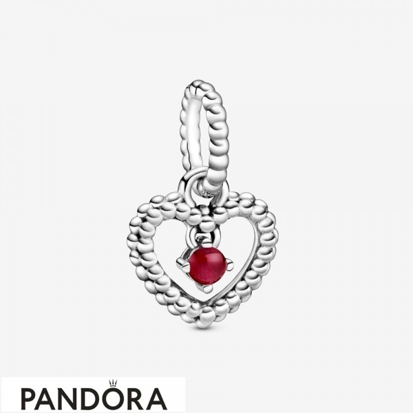 Women's Pandora Dark Red Beaded Heart Dangle Charm Jewelry