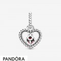 Women's Pandora Dark Red Beaded Heart Dangle Charm Jewelry