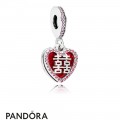 Women's Pandora Double Happiness Heart Hanging Charm Jewelry