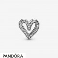 Women's Pandora Glittering Drawn Heart Charm Jewelry