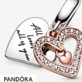 Women's Pandora Glittering Heart Pendant Charm Jewelry