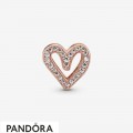 Women's Pandora Glittering Heart Sketch Charm Jewelry