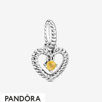 Women's Pandora Honey Beaded Heart Dangle Charm Jewelry