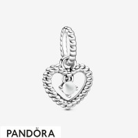 Women's Pandora Milky White Beaded Heart Dangle Charm Jewelry Women's Pandora Milky White Beaded Heart Dangle Charm Jewelry