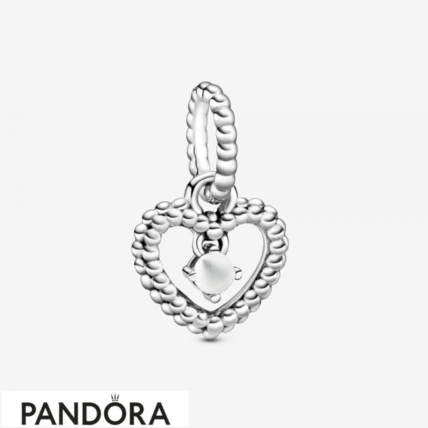 Women's Pandora Milky White Beaded Heart Dangle Charm Jewelry