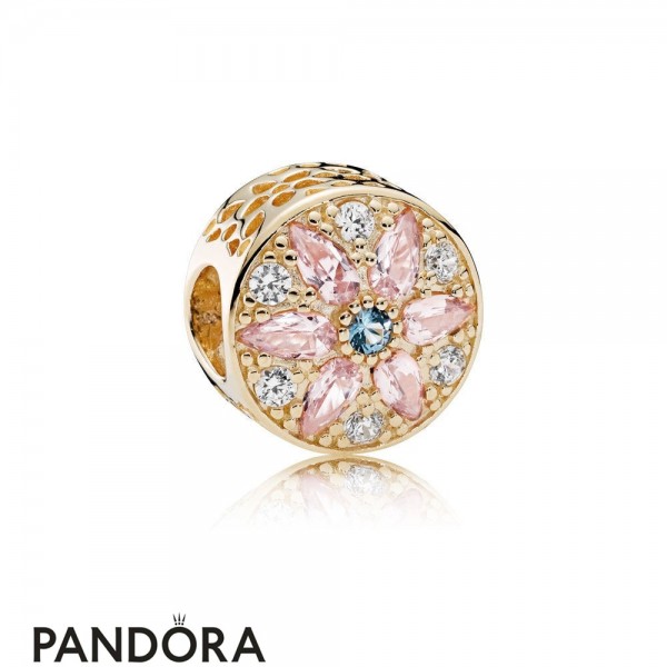 Pandora Nature Charms Opulent Floral Charm 14K Gold Multi Colored Crystals Clear Cz Jewelry