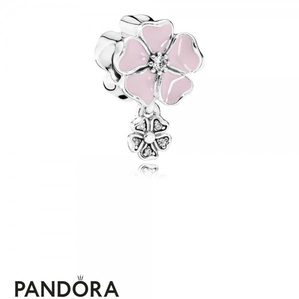 Pandora Nature Charms Poetic Blooms Soft Pink Enamel Clear Cz Jewelry