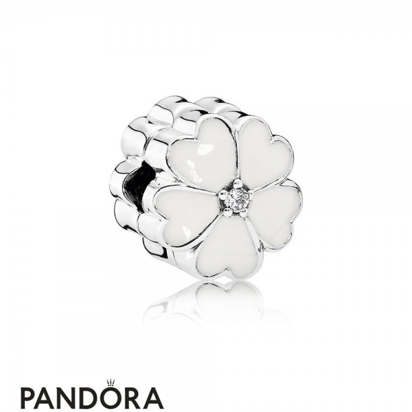 Pandora Nature Charms White Primrose Clip White Enamel Clear Cz Jewelry