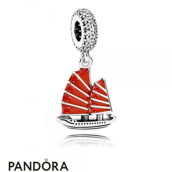 Pandora Passions Charms Nautical Chinese Junk Ship Pendant Charm Red Enamel Clear Cz Jewelry