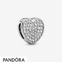 Women's Pandora Pavement Heart Clip Charm Jewelry Women's Pandora Pavement Heart Clip Charm Jewelry