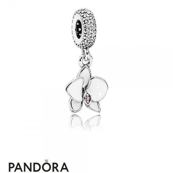 Pandora Pendant Charms Orchid Pendant Charm White Enamel Clear Orchid Cz Jewelry