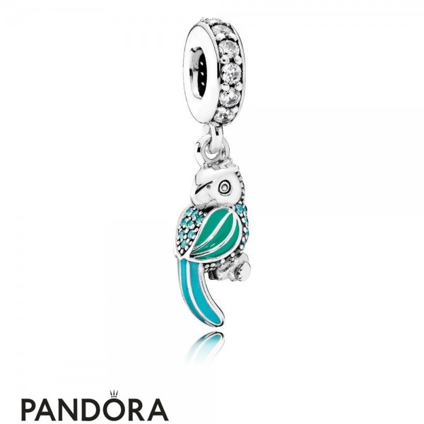 Pandora Pendant Charms Tropical Parrot Pendant Charm Mixed Enamels Teal Clear Cz Jewelry