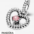 Women's Pandora Petal Pink Beaded Heart Dangle Charm Jewelry