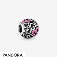 Women's Pandora Pink Openwork Hearts Sketch Charm Jewelry Women's Pandora Pink Openwork Hearts Sketch Charm Jewelry