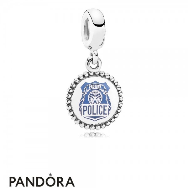 Women's Pandora Police Pendant Charm Blue Enamel Jewelry