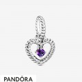 Women's Pandora Purple Beaded Heart Dangle Charm Jewelry