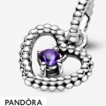 Women's Pandora Purple Beaded Heart Dangle Charm Jewelry