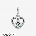 Women's Pandora Rainforest Green Beaded Heart Dangle Charm Jewelry