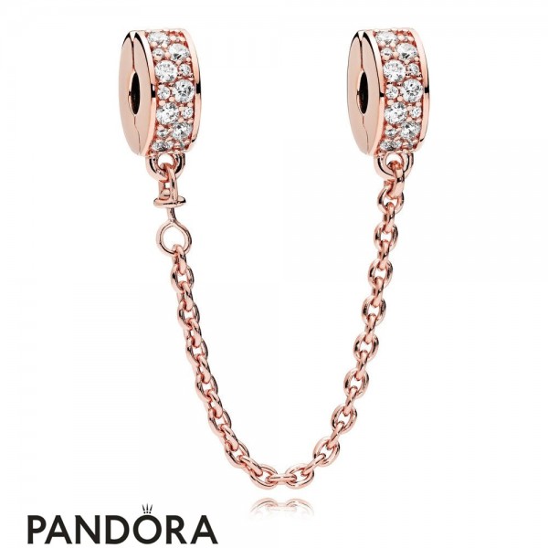 Pandora Safety Chains Pandora Shining Elegance Safety Chain Rose Clear Cz Jewelry
