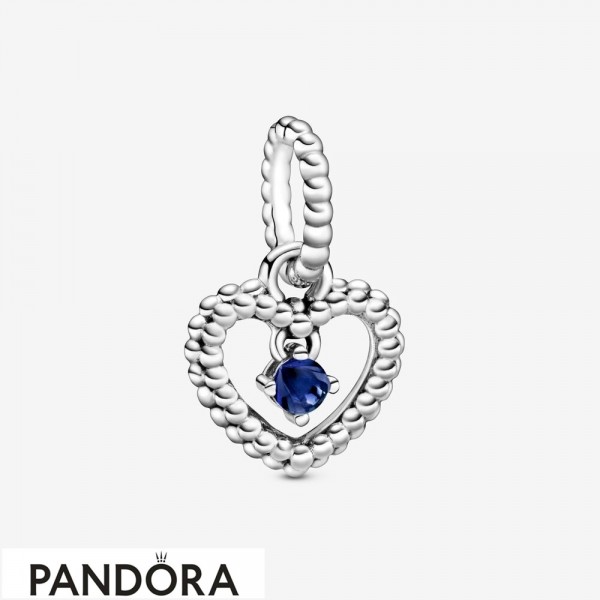 Women's Pandora Sea Blue Beaded Heart Dangle Charm Jewelry