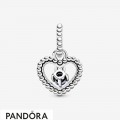 Women's Pandora Sea Blue Beaded Heart Dangle Charm Jewelry