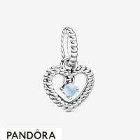 Women's Pandora Sky Blue Beaded Heart Dangle Charm Jewelry Women's Pandora Sky Blue Beaded Heart Dangle Charm Jewelry