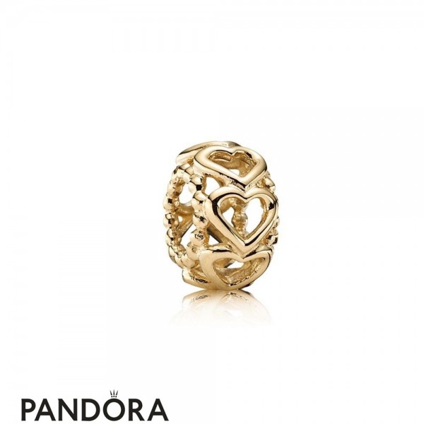Pandora Spacers Charms Lucky In Love Heart Spacer 14K Gold Jewelry