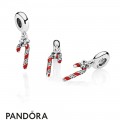 Women's Pandora Sparkling Candy Cane Pendant Charm Berry Red Enamel Clear Cz Jewelry