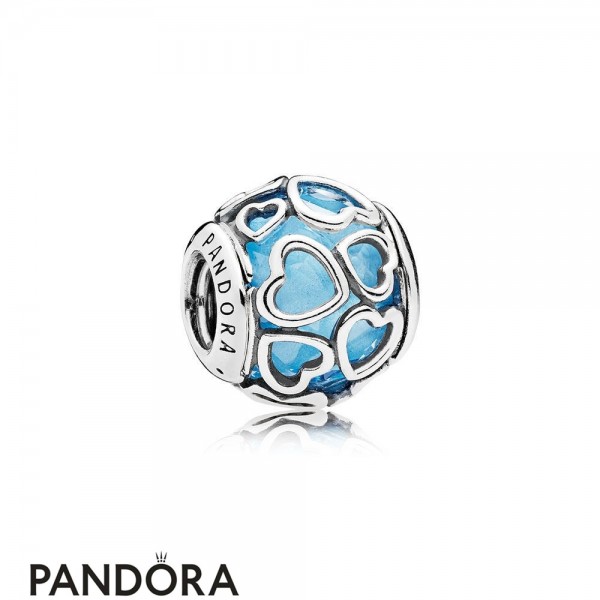 Pandora Sparkling Paves Charms Encased In Love Charm Sky Blue Crystal Jewelry