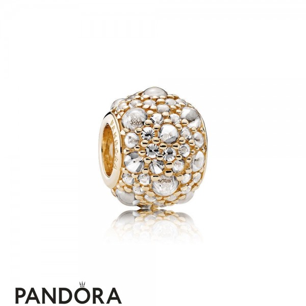 Pandora Sparkling Paves Charms Shimmering Droplets Charm 14K Gold Clear Cz Jewelry