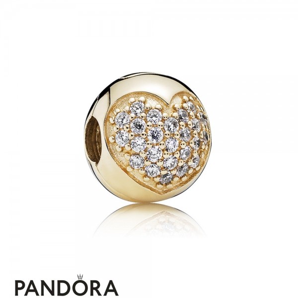 Pandora Symbols Of Love Charms Love Of My Life Clip Clear Cz 14K Gold Jewelry