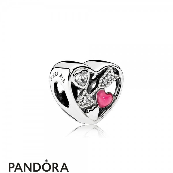 Pandora Symbols Of Love Charms Struck By Love Magenta Enamel Clear Cz Jewelry