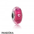 Pandora Touch Of Color Charms Cerise Heart Charm Murano Glass Clear Cz Jewelry