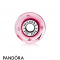 Pandora Touch Of Color Charms Cerise Heart Charm Murano Glass Clear Cz Jewelry