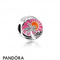 Pandora Vacation Travel Charms Tropical Sunset Charm Mixed Enamel Clear Cz Jewelry