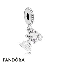 Women's Pandora Achievement Trophy Dangle Charm Pink Crystal Lilac Enamel Jewelry Women's Pandora Achievement Trophy Dangle Charm Pink Crystal Lilac Enamel Jewelry