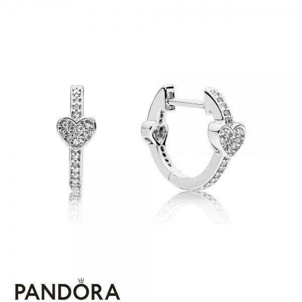 Women's Pandora Alluring Hearts Hoop Earrings Jewelry