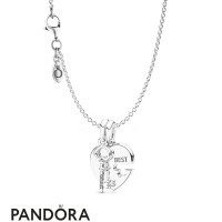 Women's Pandora Best Friends Heart & Key Necklace Set Jewelry Women's Pandora Best Friends Heart & Key Necklace Set Jewelry